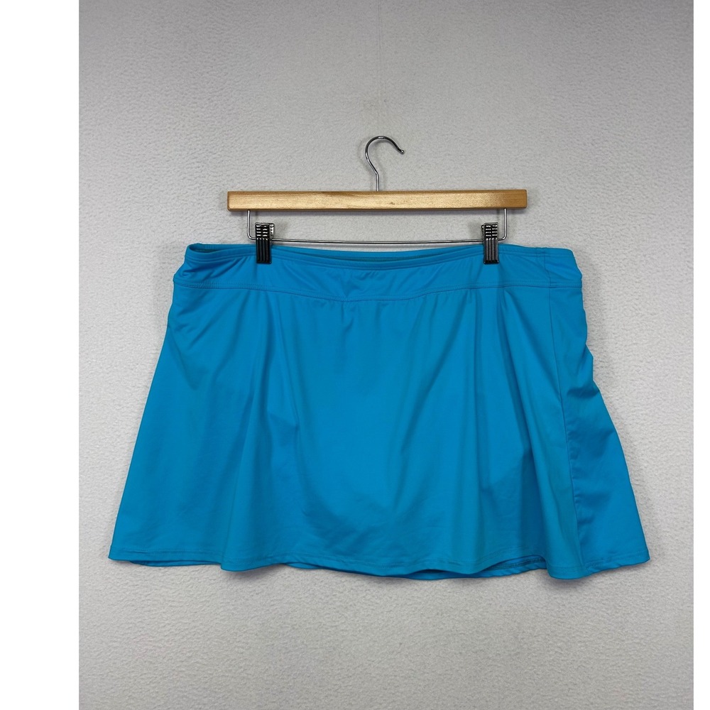 Modest Athletic Lands End Womens 18W Blue Built-in Brief Swim Skirt Skort